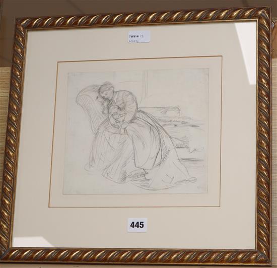 Sir Edward John Poynter Bt. PRA, RA, RWS (1836-1919), Study of a mother and child, circa 1860, 21 x 24cm